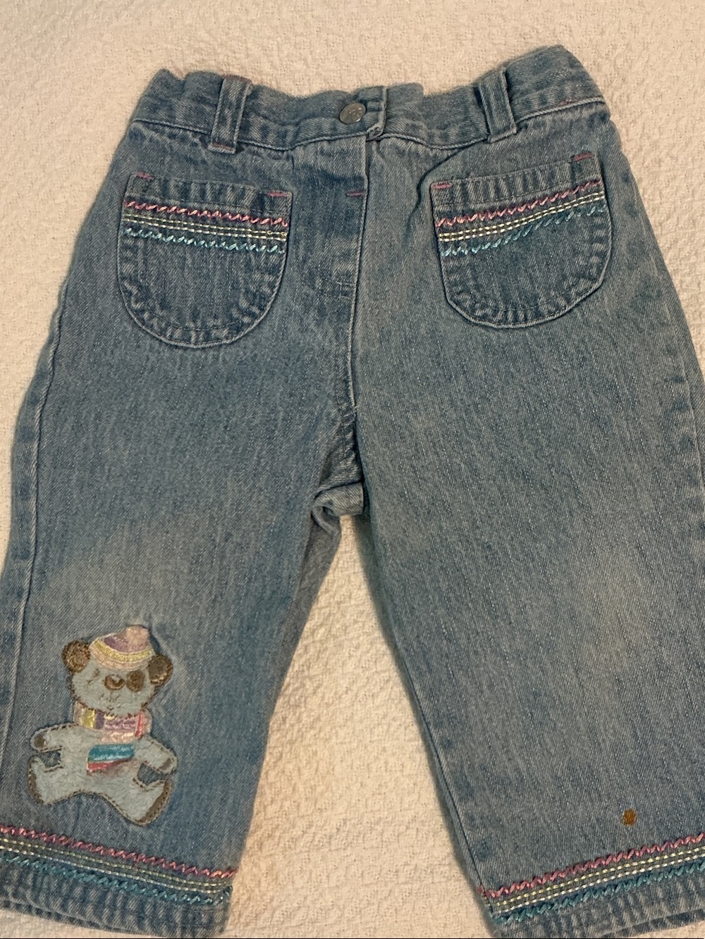 Koala Kids Blue Denim Pants with Embroidered Bear